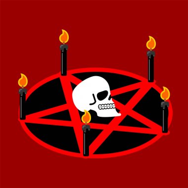 Şeytan Pentagram. Şeytanın işareti. Ritüel sembolü. Arka plan programı arayın. Blac