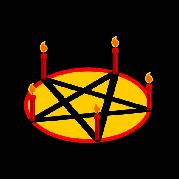 Pentagram av djävulen. Satan tecken. Rituella symbol. Ring daemon. Blac — Stock vektor