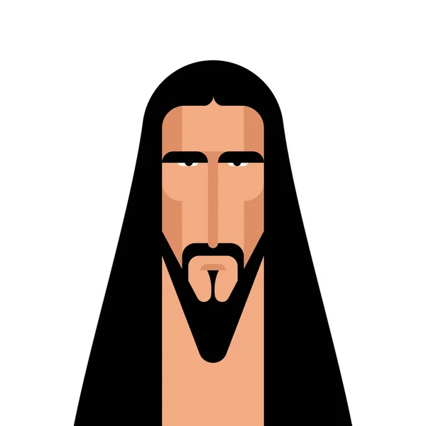 Jezus Christus gezicht. Zoon van de goden. Bijbelse religieuze vector illustrat — Stockvector