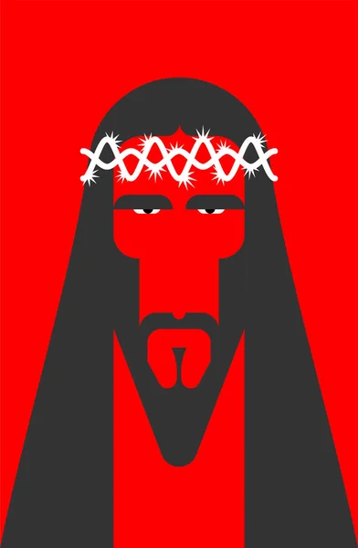 Jezus Christus gezicht. Zoon van de goden. Bijbelse religieuze vector illustrat — Stockvector