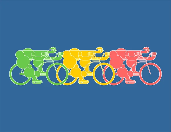 Corrida de bicicleta. Ciclista. Pilotos em bicicletas. Vetor Desportivo illustr — Vetor de Stock