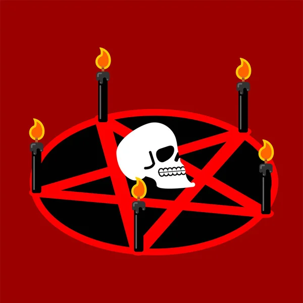 Pentagrama del diablo. Signo de Satanás. Símbolo ritual. Llama a Demonio. ¡Blac! — Vector de stock