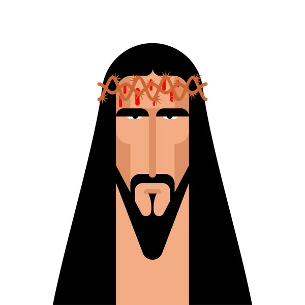 Jésus Christ Face. Fils de Dieu. Illustrat vecteur religieux biblique — Image vectorielle