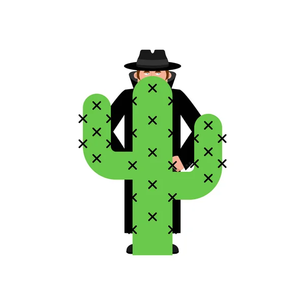 Spy Cactus. Agent secret et plante du désert. Illustration vectorielle — Image vectorielle