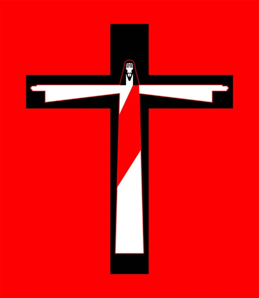 耶稣十字架十字架。上帝之子圣经的宗教媒介 illus — 图库矢量图片