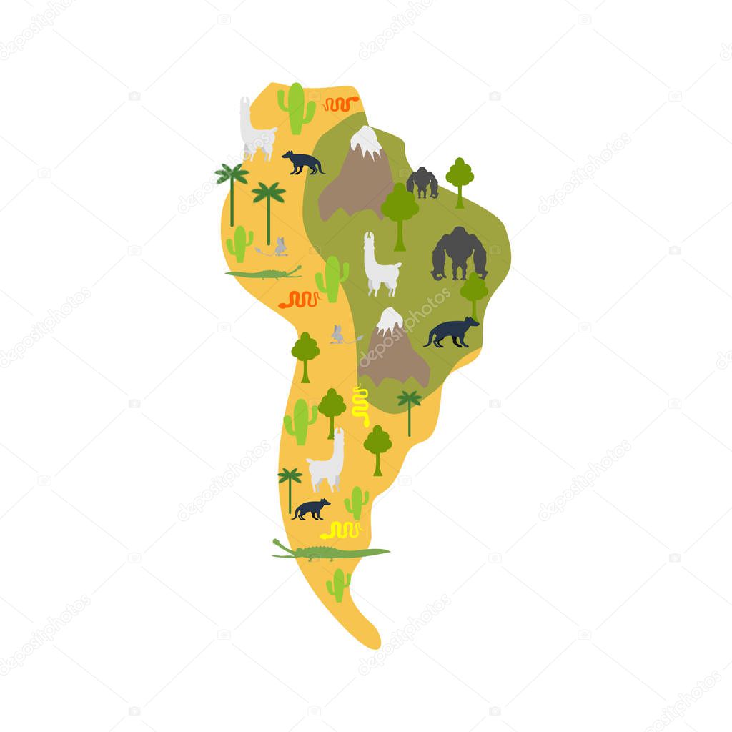 Download Faune et flore de l'Amérique du Sud. Carte des animaux et ...