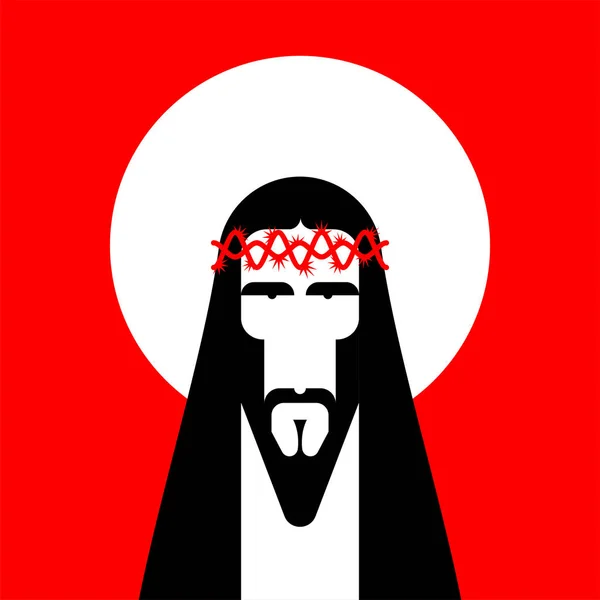 พระเยซูคริสต์ใบหน้า พระเจ้าลูกชาย ภาพเวกเตอร์ทางศาสนาของพระคัมภีร์ — ภาพเวกเตอร์สต็อก