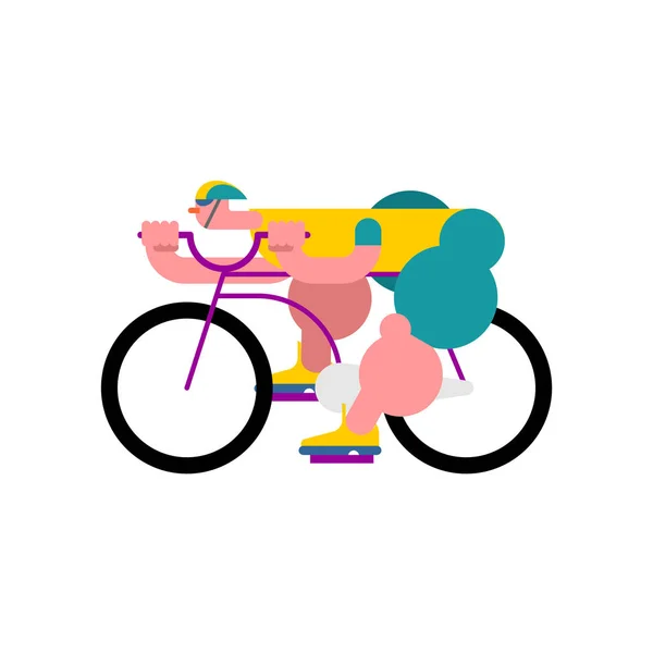 Ciclista isolado. Corrida de bicicleta. Ilustração do vetor do esporte — Vetor de Stock