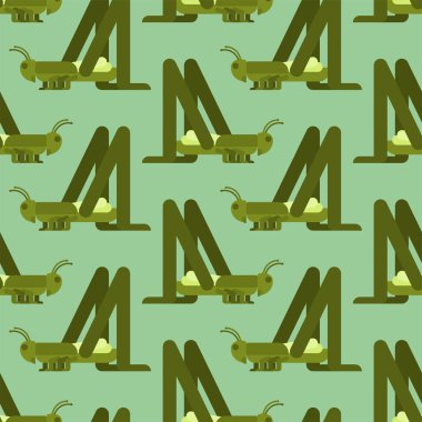 Çekirge deseni kusursuz. Yeşil çekirge arka planı. Böcek ve