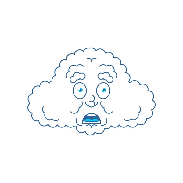 Cloud scared OMG emotion. Cloud man Oh my God emoji. Vector illu