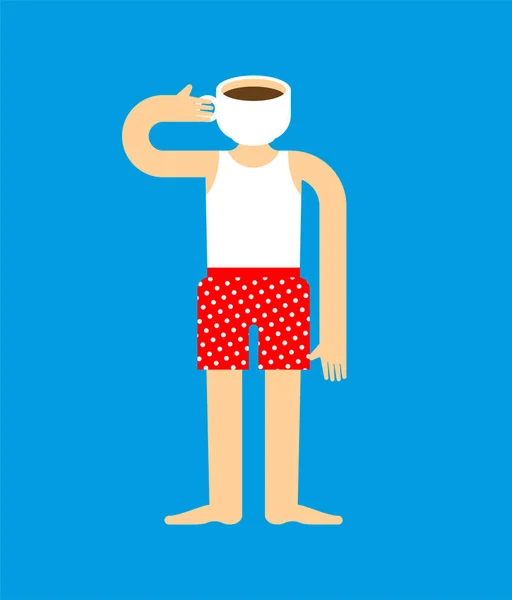 Чашка кави замість голови. Пробудження Векторні ілюстрації — стоковий вектор
