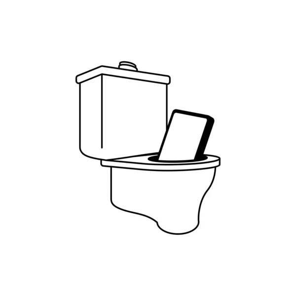 Telefon wpadł do toalety. Smartfon w wc. ilustracja wektora — Wektor stockowy