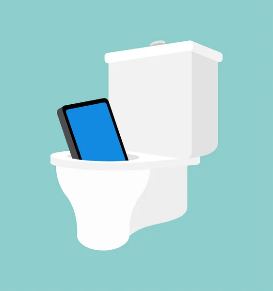 Phone fell into toilet. Smartphone in wc. vector illustration — Stock Vector