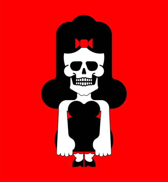 Calavera de chica aislada. Cabeza de esqueleto femenino. ilustración vectorial — Archivo Imágenes Vectoriales