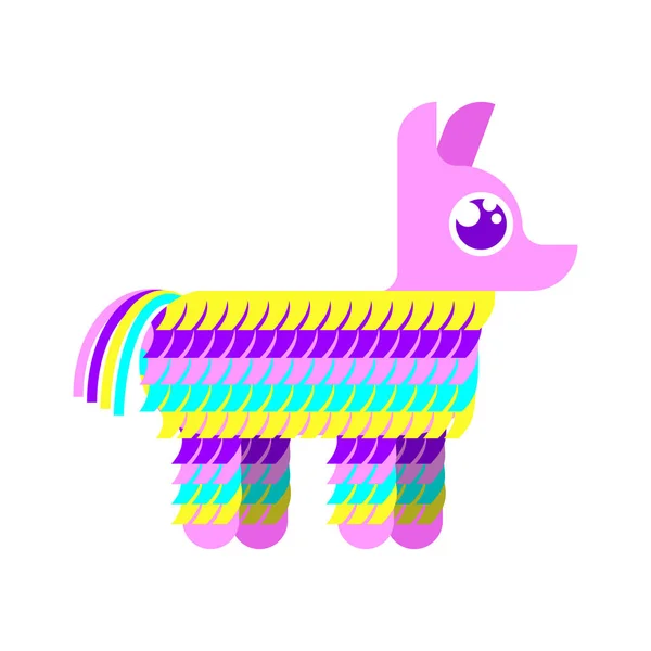 Pinata isolada. Brinquedo de burro mexicano tradicional com doces insi — Vetor de Stock