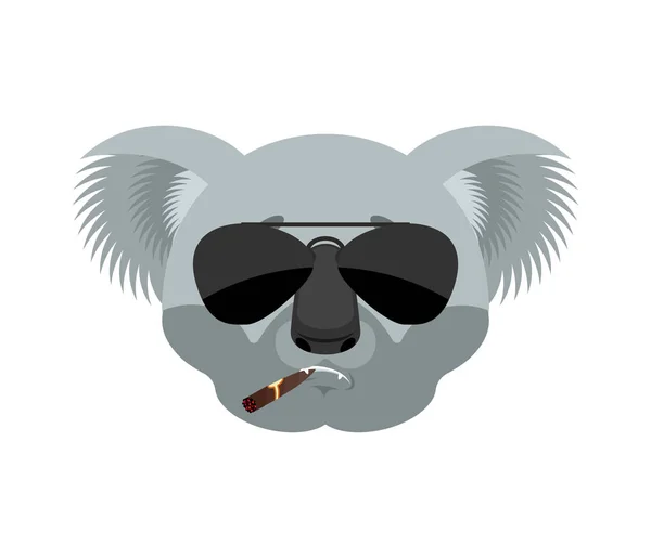 Koala Cool avatar serio di emozioni. koala orso fumare sigaro — Vettoriale Stock