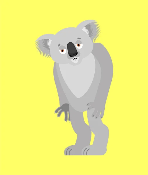 Koala smutny. Koala niedźwiedź smutny. Bestia nudna. Ilustracja wektora — Wektor stockowy
