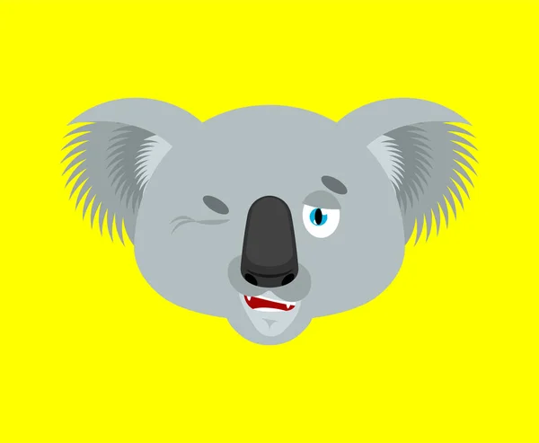 Koala fa l'occhiolino alle emoji. koala sopportare emozioni felici avatar. Bestia Vecto — Vettoriale Stock