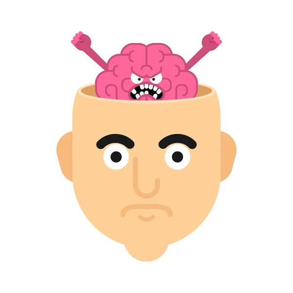 Bad Brain in head isolated. Bad thoughts. vector illustration — 스톡 벡터