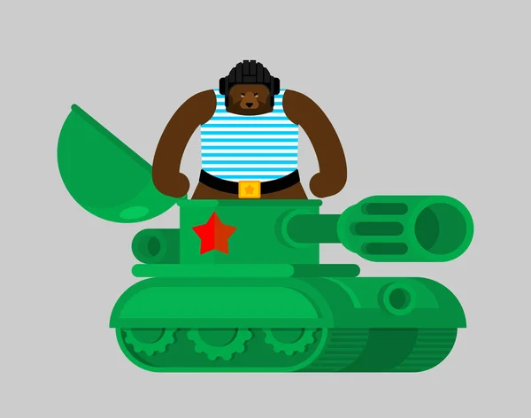 Bear Tankman. bestia en el tanque. Tarjeta de felicitación Plantilla 23 Febrero . — Vector de stock