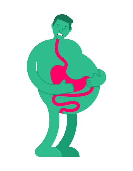 Heaviness in stomach. bloating and nausea. Sick belly — Stock Vector