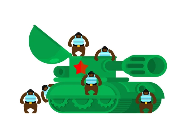Bear Tankman. bestia en el tanque. Tarjeta de felicitación Plantilla 23 Febrero . — Vector de stock
