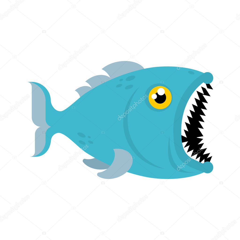 Predatory fish with open mouth isolated. vector illustration