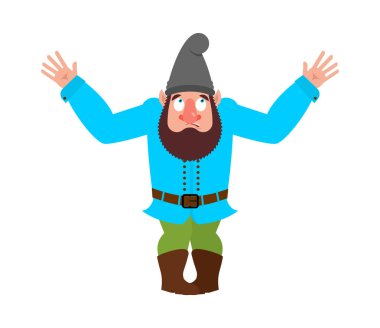 Bahçe cücesi şaşırmış emoji oops. Cüce duyguları karıştırdı. sürpriz Vektör illüstrasyonu