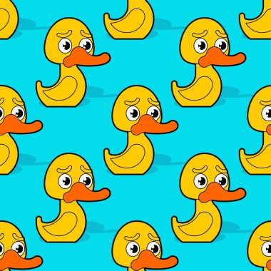 Kauçuk ördek desenli dikişsiz. Oyuncak çizgi film arka planı. Bebek dokusu. vektör süslemesi