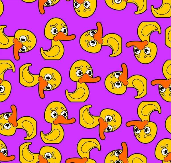 Rubber Duck Pattern Seamless Toy Cartoon Bird Background Baby Fabric — Stock Vector