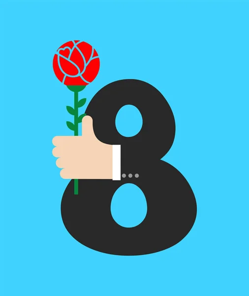 Března Muž Bundě Dává Růže Symbol Dovolené Osmý Znak Gratuluji — Stockový vektor