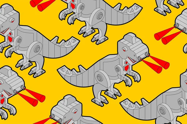 Robot Motif Dinosaure Sans Couture Monstre Fer Arrière Plan Préhistorique — Image vectorielle