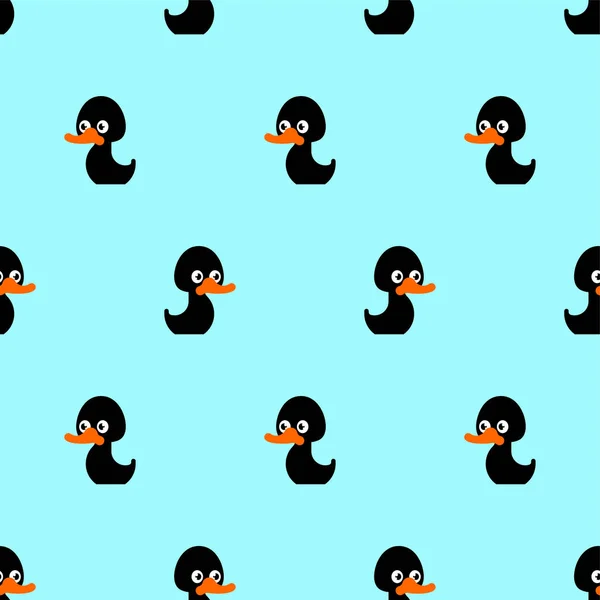 Black Duck Pattern Seamless Cartoon Bird Background Baby Fabric Texture — Stock Vector
