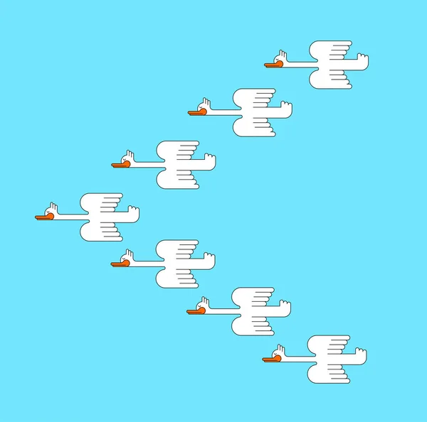 成群的鸭子 卡通鹅群 矢量说明 — 图库矢量图片
