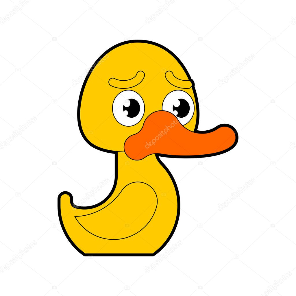 Rubber duck isolated. Toy Cartoon bird. vector illustration