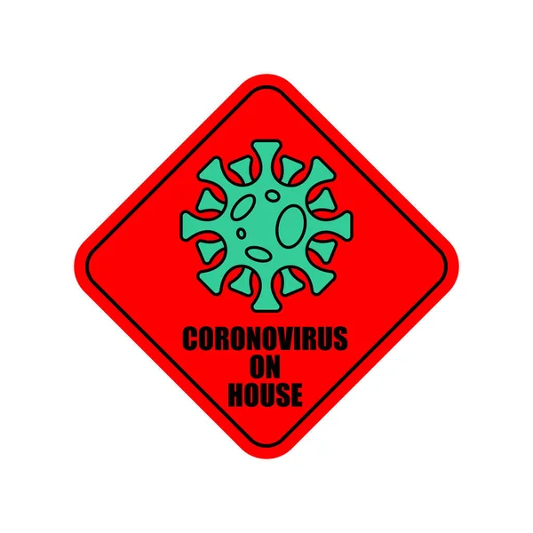Coronavirus Αυτοκόλλητο Σπίτι Καραντίνα Σημάδι Ιός 2019 Ncov Στο Σπίτι — Διανυσματικό Αρχείο
