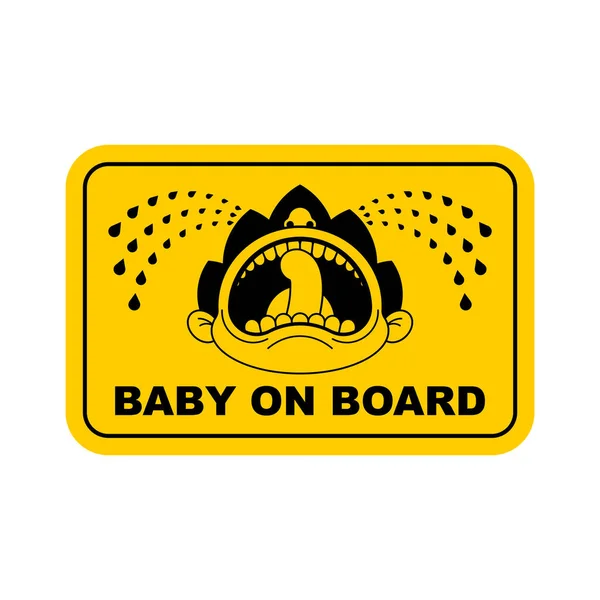 Μωρό Αυτοκόλλητο Αυτοκινήτου Παιδί Στο Πλοίο Πρόσωπο Του Κλαψιάρη Παιδιά — Διανυσματικό Αρχείο