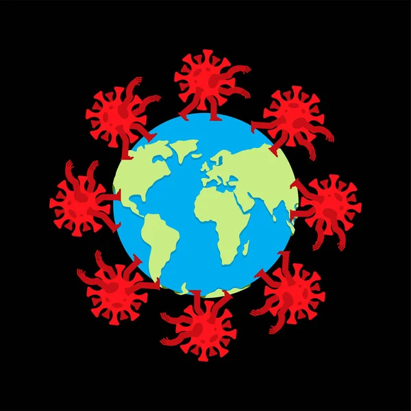 Епідемія Коронавірусу Планеті Глобальна Пандемія 2019 Ncov Новий Вірус — стоковий вектор
