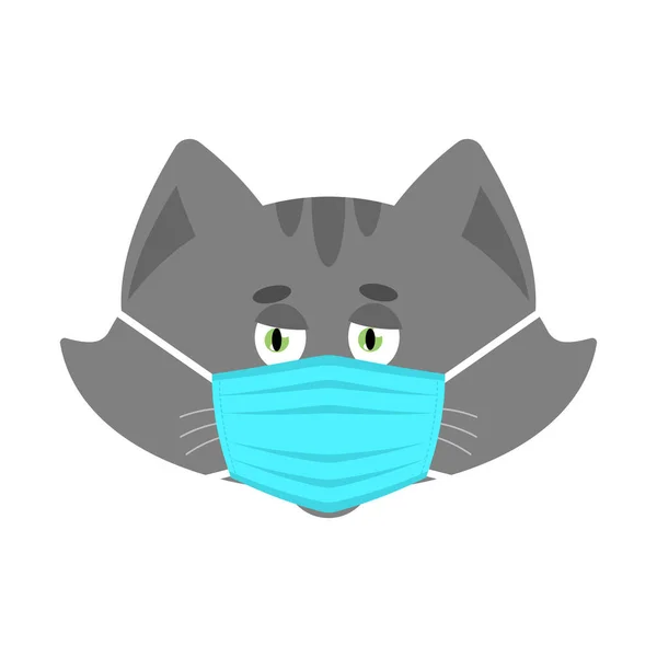 戴上口罩的猫从头孢病毒中分离 大流行病 — 图库矢量图片