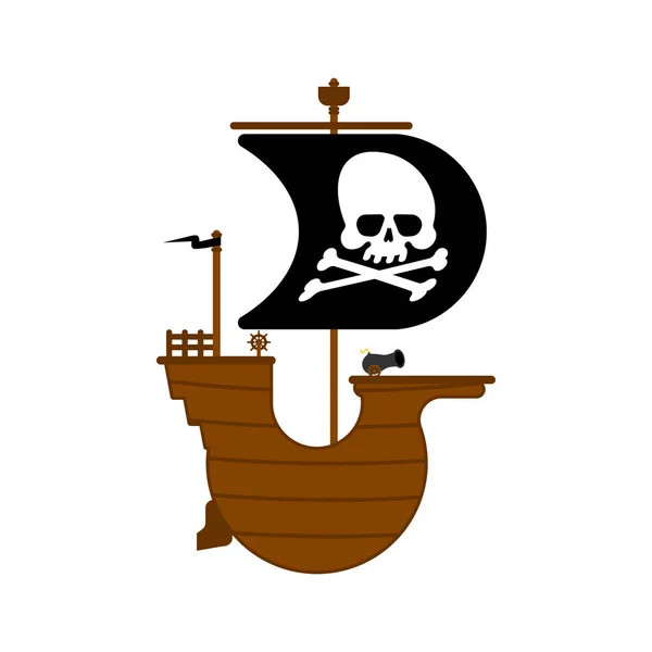 Piratenschiff Isoliert Cartoon Stil Vektor Illustratio — Stockvektor