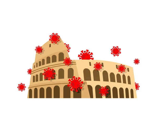 Coliseo Virus Cuarentena Italia Epidemia Coronavirus Mundo Brote Pandemia Covid — Vector de stock