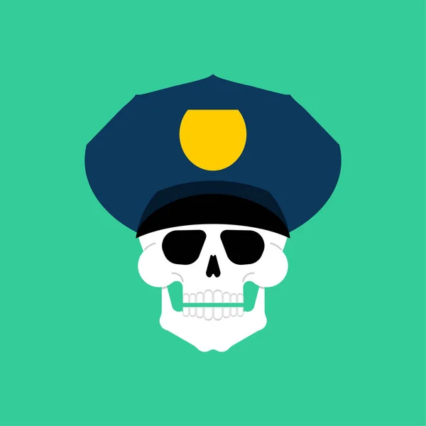 头戴警帽的骷髅警察骷髅头 — 图库矢量图片