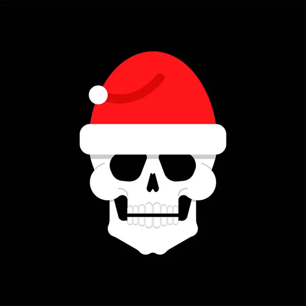 Calavera Con Sombrero Santa Cabeza Esqueleto Santa Claus — Archivo Imágenes Vectoriales