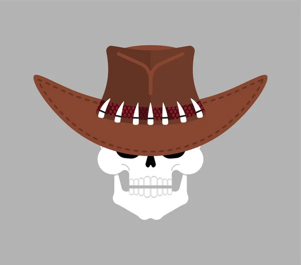 Calavera Sombrero Vaquero Cabeza Esqueleto Vaquero — Archivo Imágenes Vectoriales