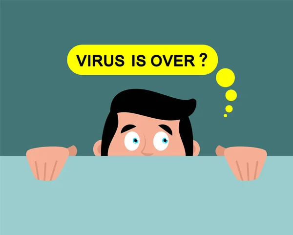 Vírus Acabou Quarentena Acabou Homem Assustado Espreita Epidemia Coronavírus Mundo — Vetor de Stock