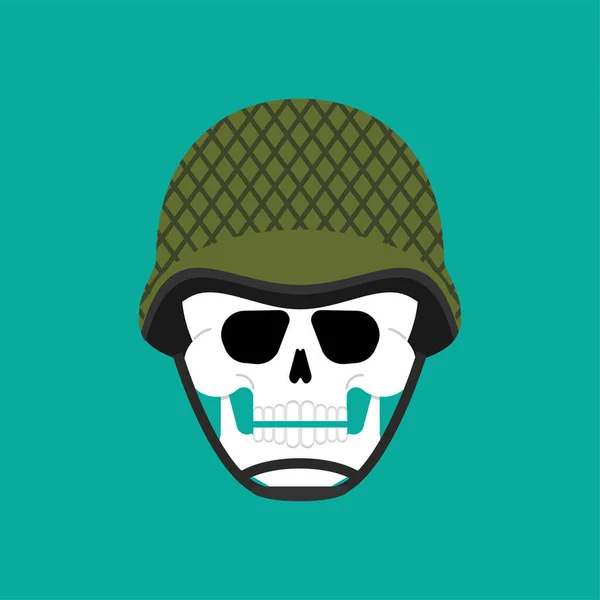 Cráneo Casco Militar Cabeza Esqueleto Soldado — Vector de stock