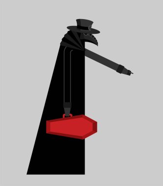 Veba doktoru. Ortaçağ doktoru salgını ve salgını tedavi ediyor. vektör illüstrasyonu