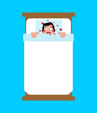 Coronavirus hastası yatakta. Küresel salgın hastalık 2019-NCoV virüsü. Salgın hastalık.