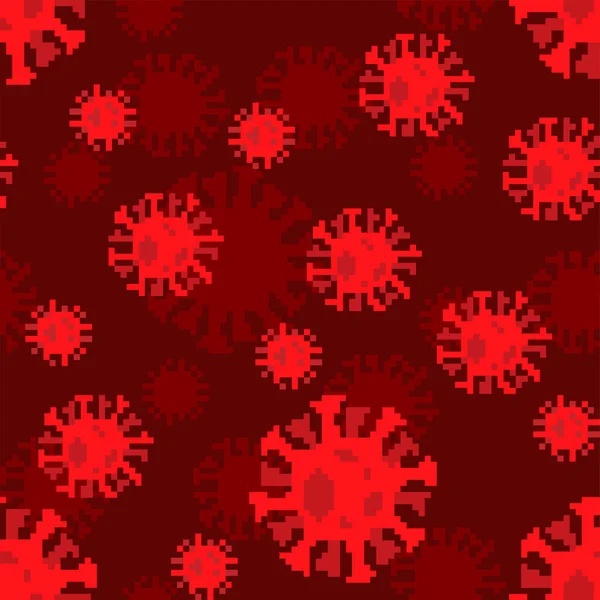 Coronavirus Pixel Minta Zökkenőmentes Bites Vírus Háttér Globális Járvány Betegség — Stock Vector