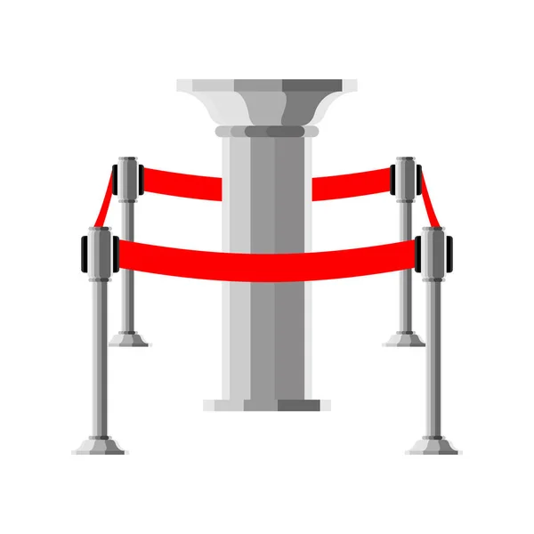 Valla Roja Barrera Con Pedestal Aislado Ilustración Vectorial — Vector de stock